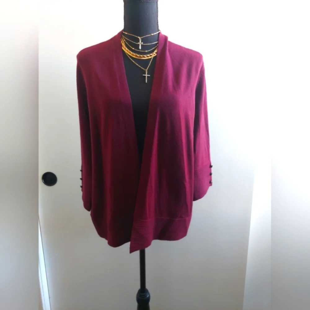Evolution by Cyrus Myna button sleeve Open Cardigan Sweater LP